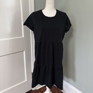 J.Crew Women’s Black Tiered Short Sleeve Mini Dress Size XL